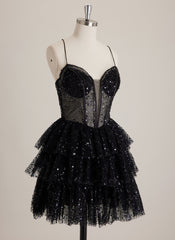 Ball-Gown/Princess V-Neck Short Sequin Mini Dress With Sequins