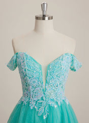 A-line V-Neck Short Tulle Mini Dress With Beading Sequins Appliques Lace