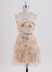 Ball-Gown/Princess Sleeveless Short Tulle Homecoming Dress With Ruffle
