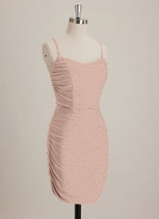 Sheath/Column Scoop Short Jersey Mini Dress With Rhinestone
