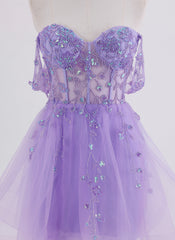 Ball-Gown/Princess Short Lace Homecoming Dress With Sequins