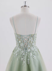 Ball-Gown/Princess Spaghetti Straps Short Tulle Homecoming Dress With Sequins