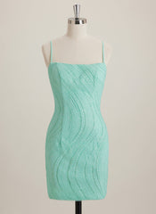 Sheath/Column Square Short Lace Mini Dress