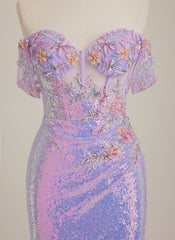 Sheath/Column Off the Shoulder Short Lace Mini Dress With Beading Sequins Appliques Lace