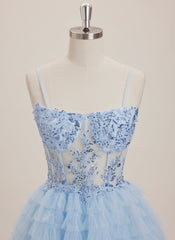 A-line Square Short Tulle Mini Dress With Beading Sequins