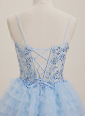 A-line Square Short Tulle Mini Dress With Beading Sequins
