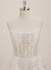 A-line Straight Short Tulle Mini Dress With Beading Sequins
