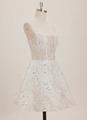 A-line Straight Short Tulle Mini Dress With Beading Sequins