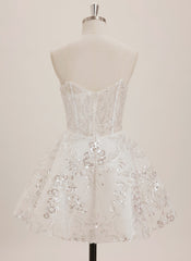 A-line Straight Short Tulle Mini Dress With Beading Sequins
