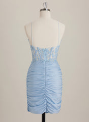 Sheath/Column V-Neck Short Jersey Mini Dress With Pleated Sequins