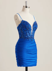 Sheath/Column V-Neck Short Jersey Mini Dress With Beading Sequins
