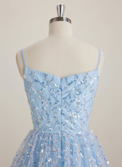 Ball-Gown/Princess Square Short Lace Mini Dress With Sequins