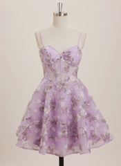 A-line Sweetheart Short Tulle Mini Dress With Flower