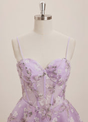 A-line Sweetheart Short Tulle Mini Dress With Flower