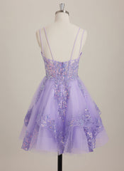 Ball-Gown/Princess V-Neck Short Tulle Mini Dress