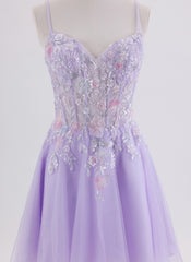 A-line Short Tulle Homecoming Dress With Sequins