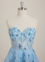 Ball-Gown/Princess Sweetheart Short Tulle Mini Dress With Sequins
