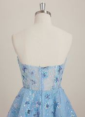 Ball-Gown/Princess Sweetheart Short Tulle Mini Dress With Sequins