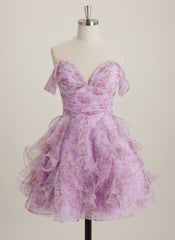 Ball-Gown/Princess Sweetheart Short Tulle Mini Dress With Cascading Ruffles Pleated