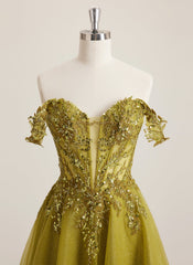 A-line Off the Shoulder Short Tulle Mini Dress With Beading Appliques Lace Sequins