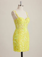 Sheath/Column Sweetheart Short Sequin Mini Dress With Sequins