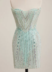 Sheath/Column Sweetheart Short Sequin Mini Dress With Beading Sequins