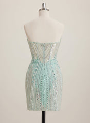 Sheath/Column Sweetheart Short Sequin Mini Dress With Beading Sequins