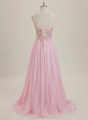 A-line V-Neck Sweep Train Chiffon Maxi Dresses With Sequins
