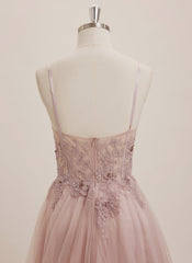 Ball-Gown/Princess V-Neck Floor-Length Tulle Maxi Dresses With Sequins