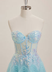Ball-Gown/Princess Sweetheart Sweep Train Tulle Maxi Dresses With Sequins