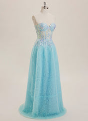 Ball-Gown/Princess Sweetheart Sweep Train Tulle Maxi Dresses With Sequins