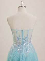 Ball-Gown/Princess Sweetheart Sweep Train Tulle Maxi Dresses With Sequins
