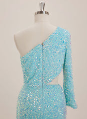 Trumpet/Mermaid One Shoulder Sweep Train Sequin Maxi Dresses With Sequins