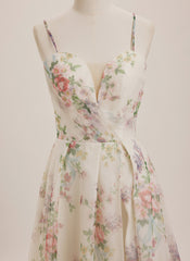 Ball-Gown/Princess Sweetheart Sweep Train Organza Maxi Dresses With Pleated
