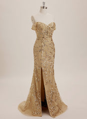 Trumpet/Mermaid Sweetheart Sweep Train Sequin Maxi Dresses With Sequins