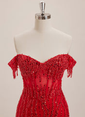 Trumpet/Mermaid Off the Shoulder Sweep Train Sequin Maxi Dresses With Sequins
