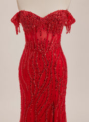Trumpet/Mermaid Off the Shoulder Sweep Train Sequin Maxi Dresses With Sequins
