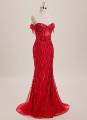 Trumpet/Mermaid Off the Shoulder Sweep Train Sequin Maxi Dresses With Sequins