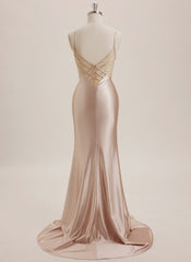 Trumpet/Mermaid V-Neck Sweep Train Jersey Maxi Dresses