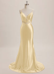 Trumpet/Mermaid V-Neck Sweep Train Jersey Maxi Dresses