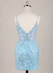 Sheath/Column Sleeveless Short Lace Homecoming Dress With Sequins