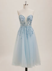 A-line Sweetheart Tea-Length Tulle Mini Dress