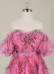 Ball-Gown/Princess Short Sleeve Short Tulle Homecoming Dress With Ruffle