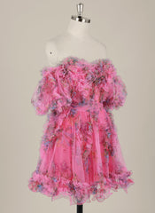 Ball-Gown/Princess Short Sleeve Short Tulle Homecoming Dress With Ruffle