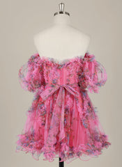 Ball-Gown/Princess Short Sleeve Short Tulle Homecoming Dress With Ruffle