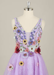 A-Line Sleeveless Short Lace Tulle Homecoming Dress With Appliques Lace