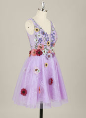 A-Line Sleeveless Short Lace Tulle Homecoming Dress With Appliques Lace