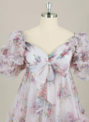 Ball-Gown/Princess Short Sleeve Short Tulle Homecoming Dress With Ruffle