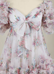 Ball-Gown/Princess Short Sleeve Short Tulle Homecoming Dress With Ruffle