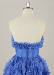 Ball-Gown/Princess Short Sleeve Short Tulle Homecoming Dress With Ruffle